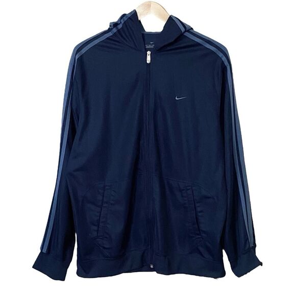 Nike Mens Size XL Athletic Workout Striped Hoodie Zip Up Track Jacket Blue - Picture 1 of 9